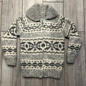 Hand knit Cowichan/Siwash wool sweater jacket.
